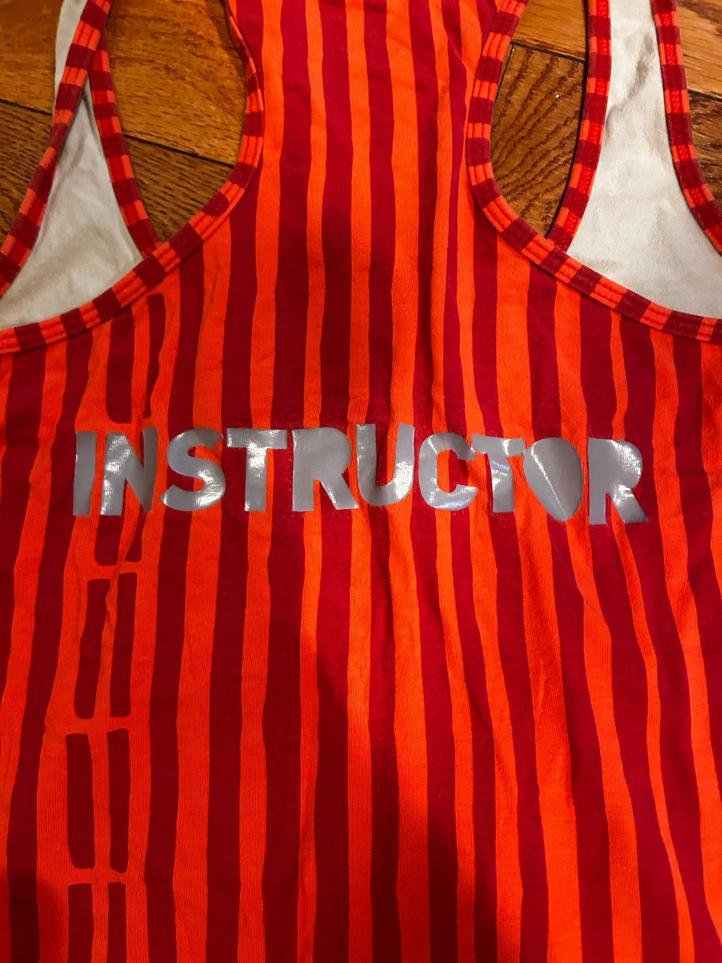 Zumba Crew official gray/orange&Red striped back racerback athletic tank top - Image 4