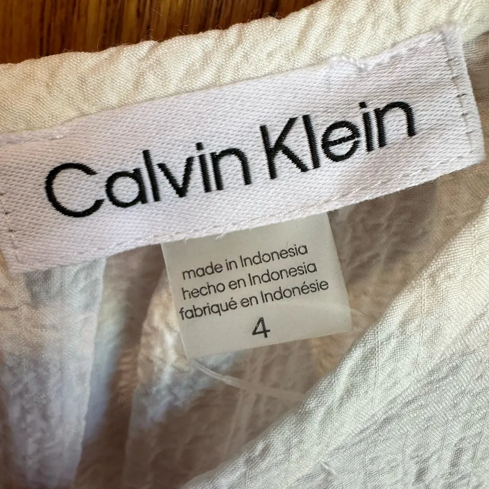 Calvin Klein Tiered A-Line Midi Dress Size 4 New NWT Crinkle Cream Material - Image 7