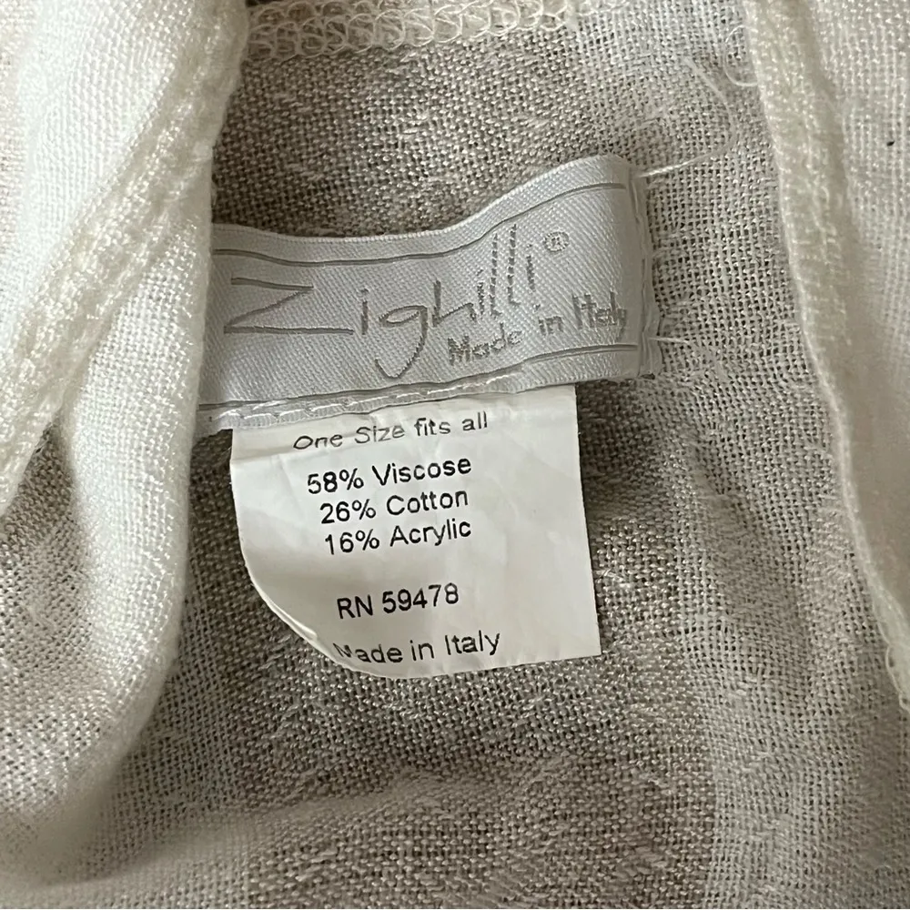 Zighilli Made in Italy Striped Linen Blend Shawl Wrap One Size — Neutral Beige Tan - Image 8