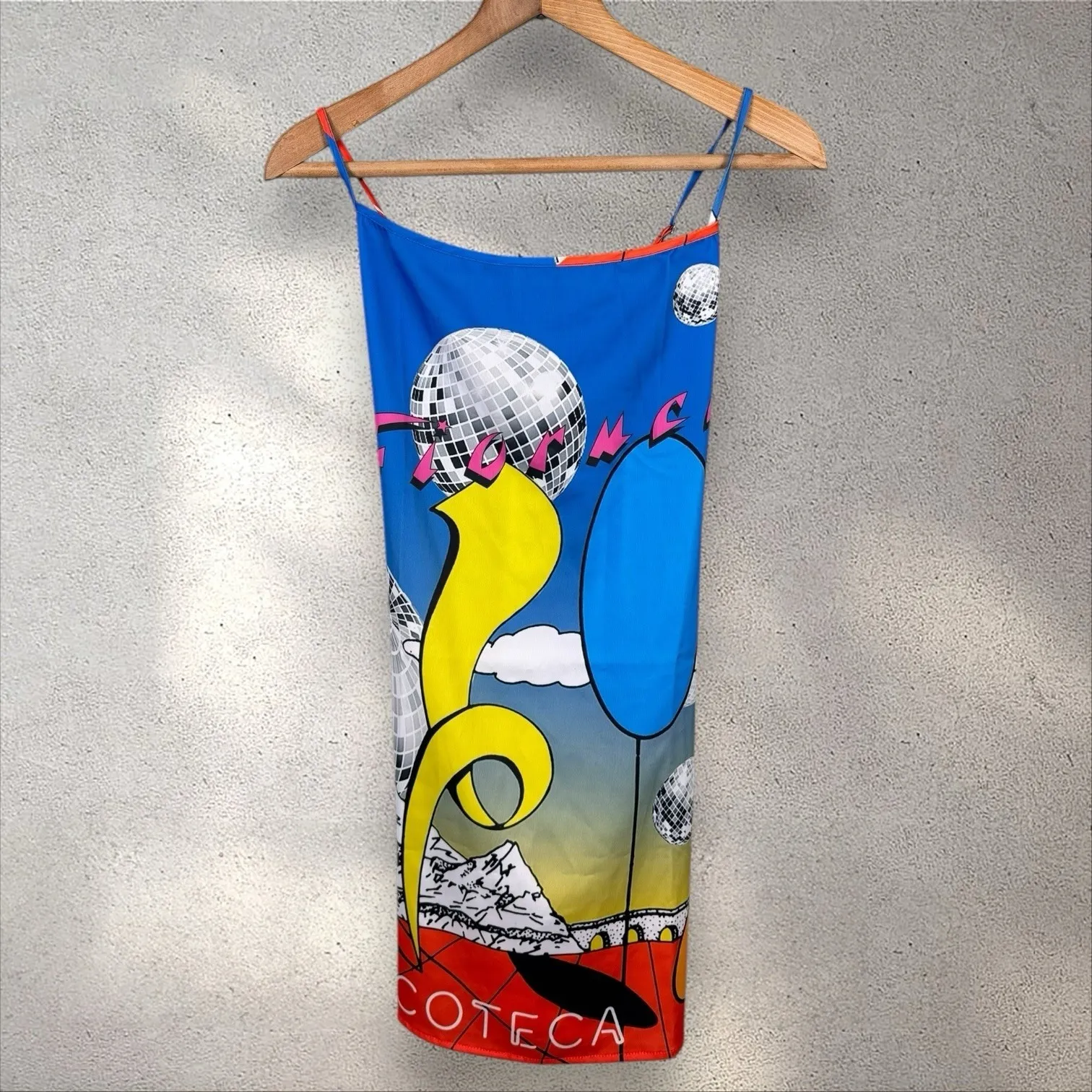 FIORUCCI Slip Mini Dress in Disco Print Abstract Artsy NWT Sz M - Image 3