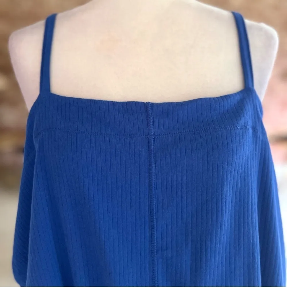 NWT Free People Intimately Marissa Bodysuit Royal Blue Knit Thong L Blouson Chic - Image 5