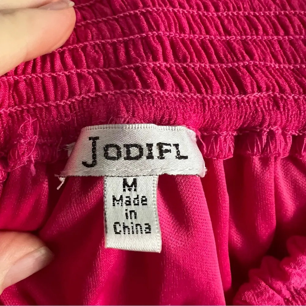 Jodifl Hot Pink Bohemian Flowy Off the Shoulder Maxi Dress Size M - Image 9