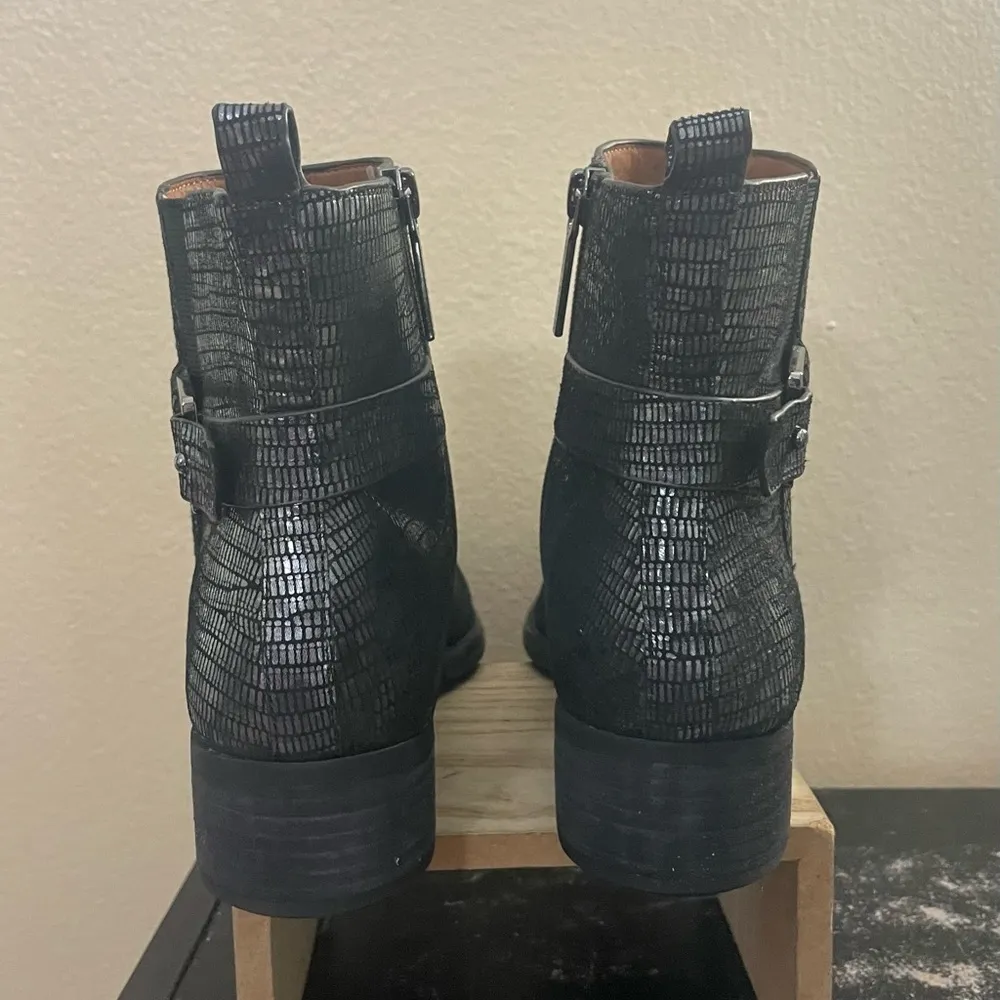 Donald Pliner  Metallic Lizard Print Leather Boot Size 7 Goth Unique Rock - Image 11