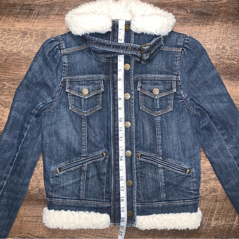Juicy Couture Faux Fur Jean Jacket Women’s Size Petite Small - Image 4