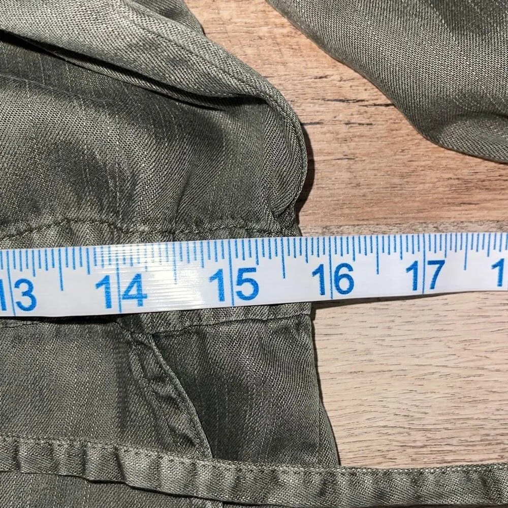 Wash Lab Womens Cinched Waist Chambray Wake Me up Jumpsuit Army Green‎ XS NWT Green - Image 11