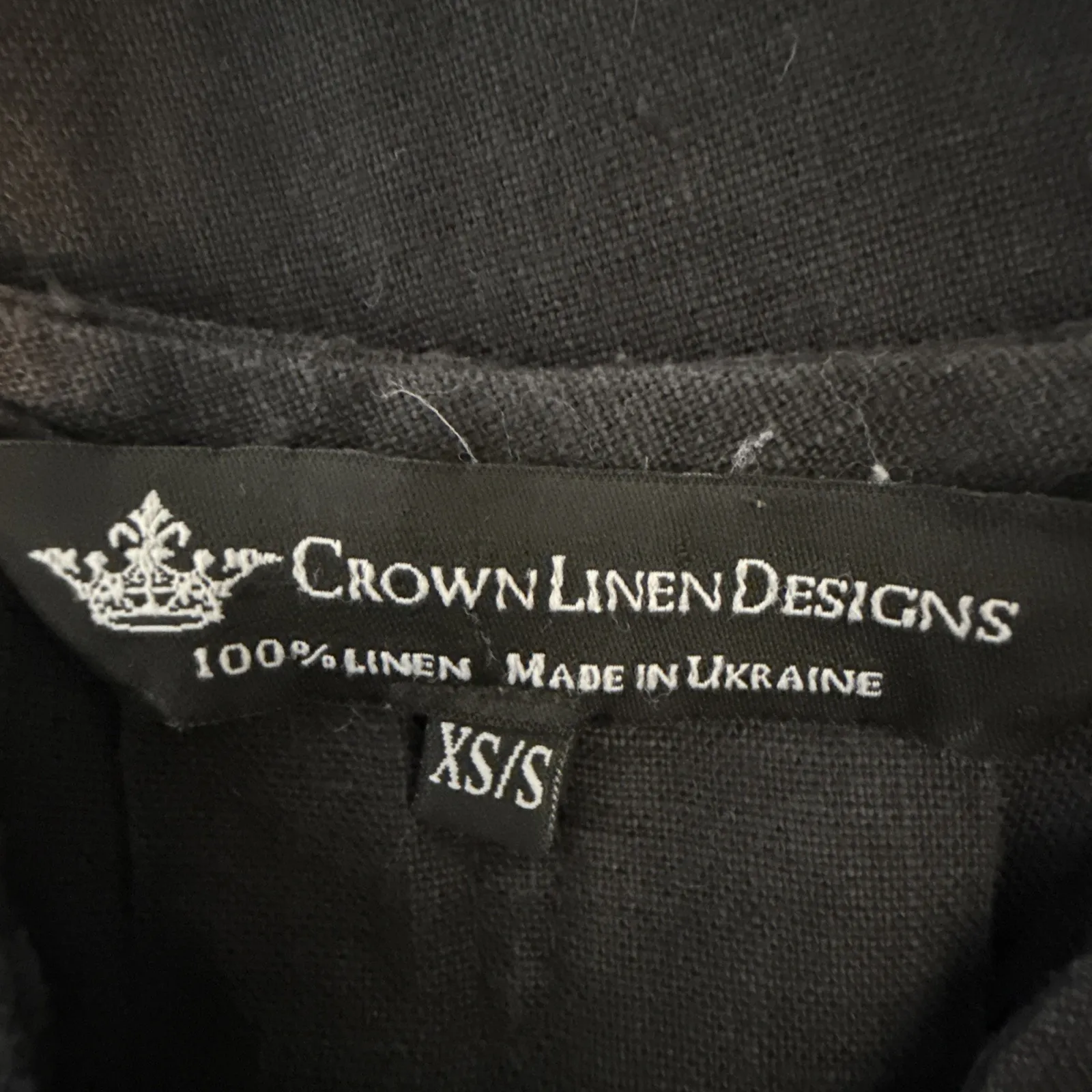 Crown Linen Designs Womens Oversized Swing Shift Dress Size XS/S Black Pockets - Image 8