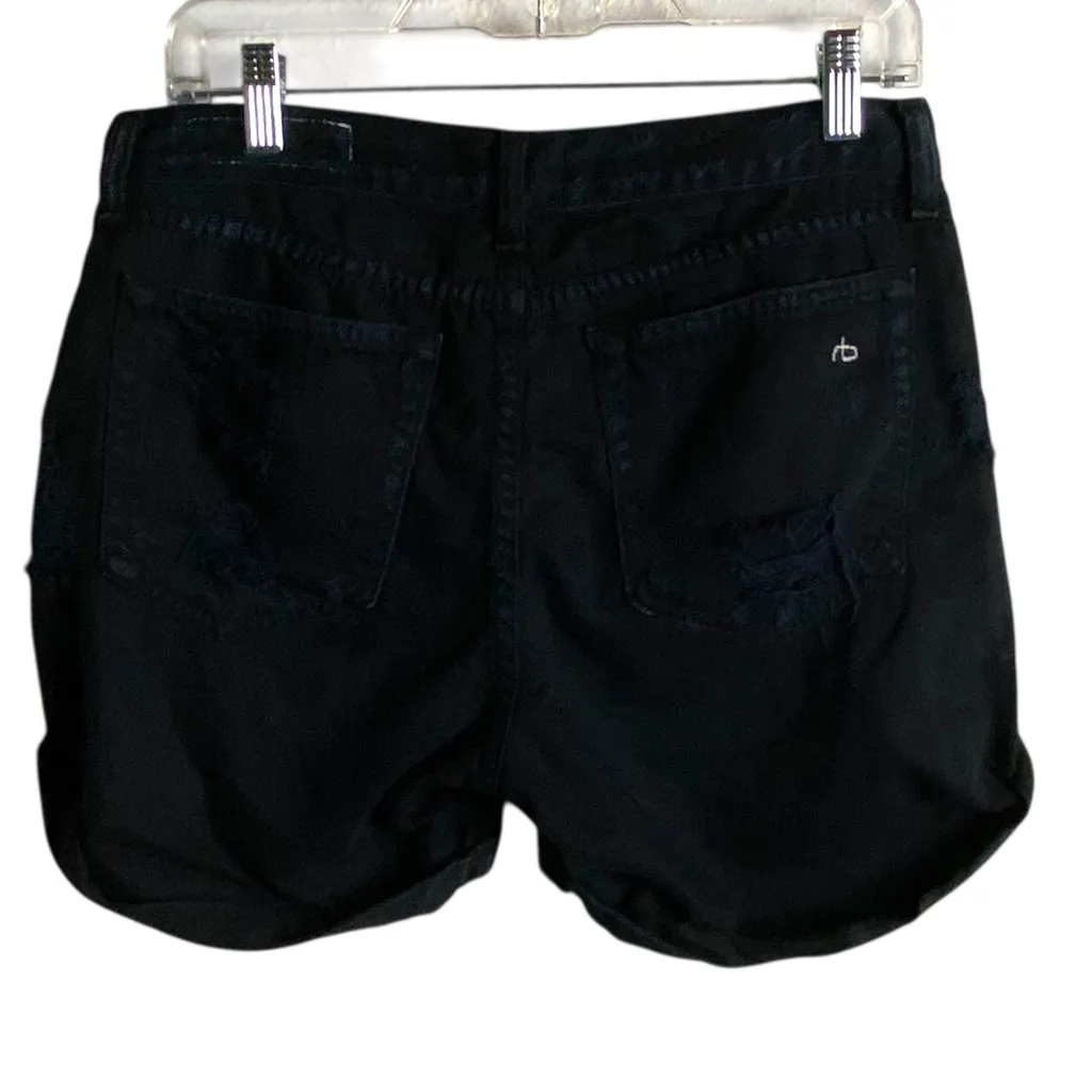 Rag & Bone Jean Shorts Size 26 Black Rebel Distressed Denim Grunge Gothic - Image 3