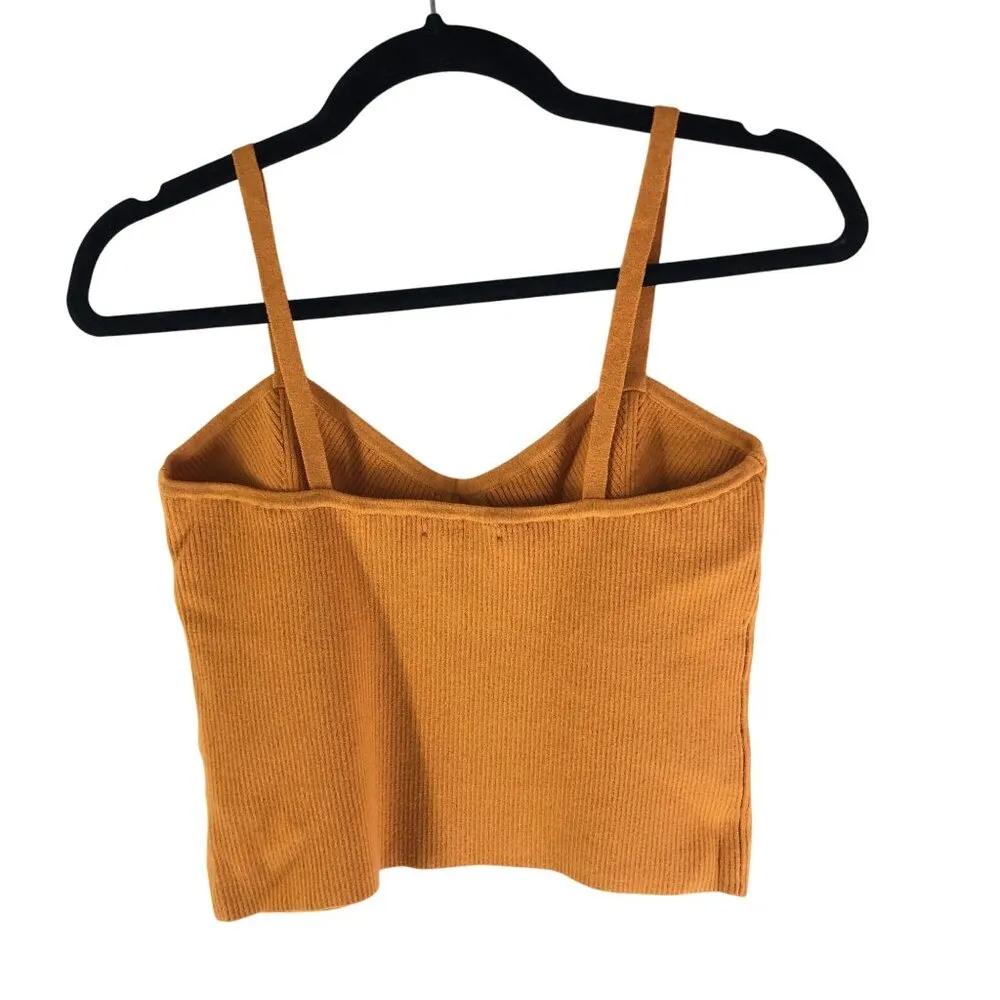 Madewell Womens Corset-Detail Crop Sweater Tank Ochre Fresco Orange L - Image 5