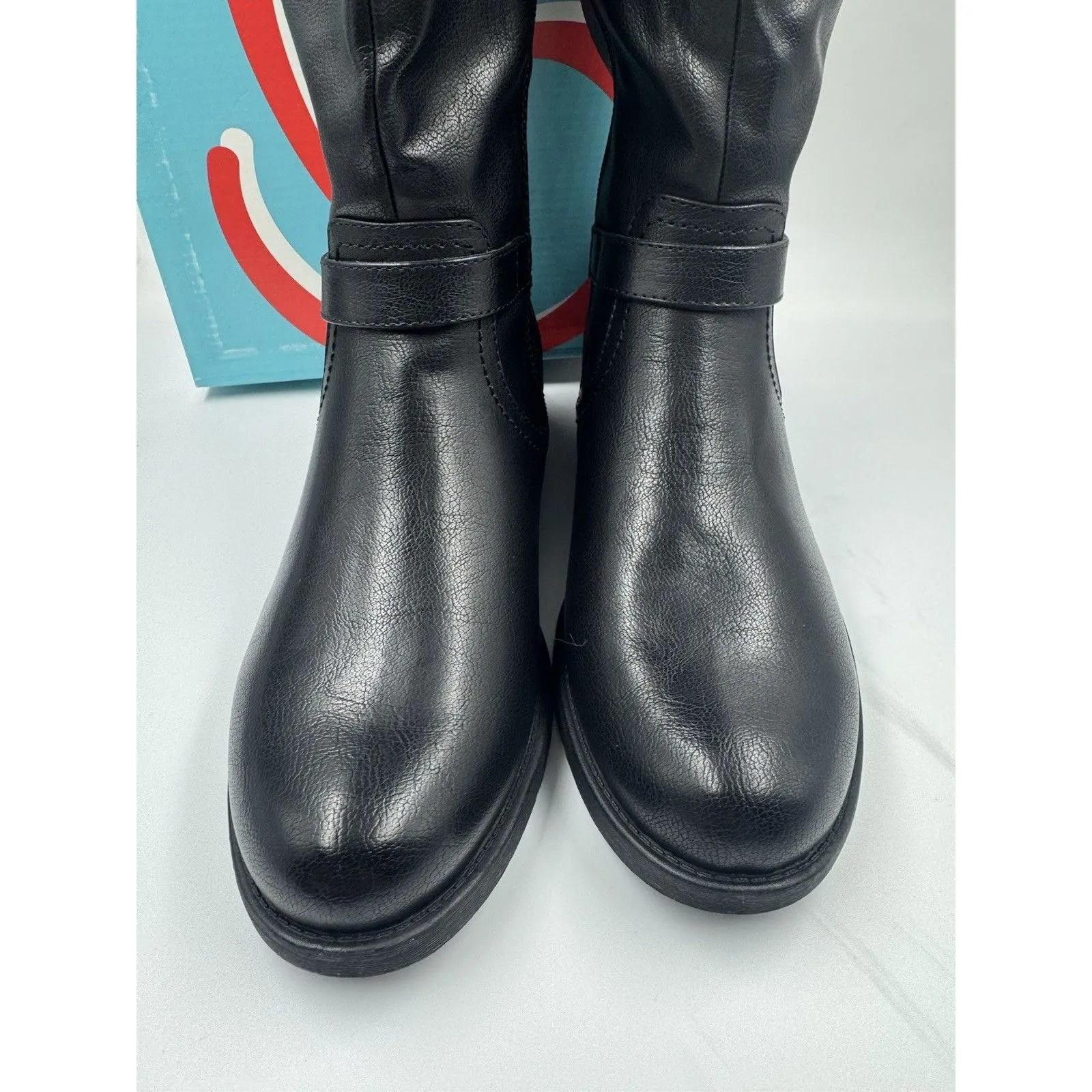 Baretraps Ladies' Size 9, Cassidy Faux Leather Riding Boot Mid Calf Black New - Image 3