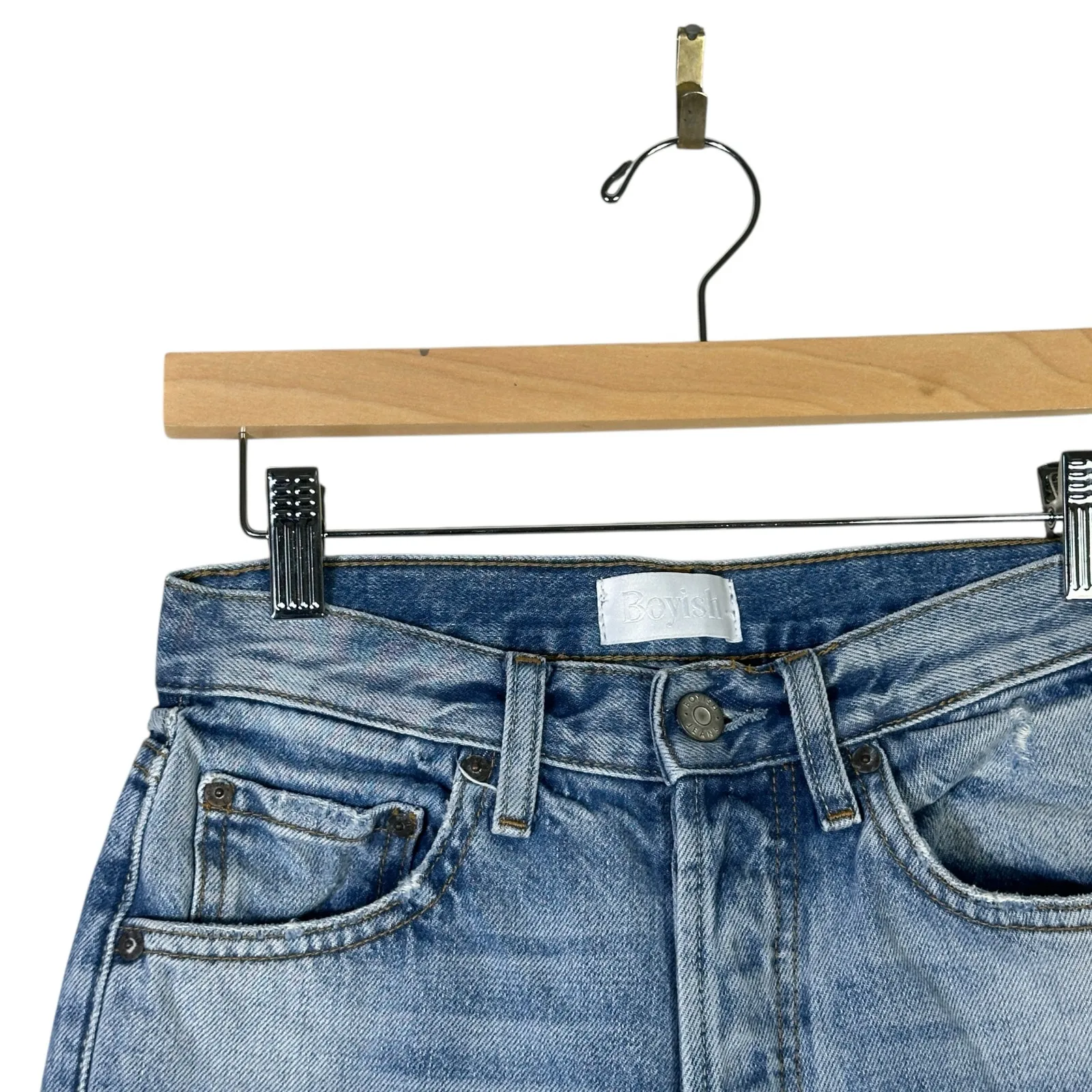 Boyish Billy Jeans in Taxi Driver Womens 27 Distressed Raw Hem High Rise Casual Blue - Image 4