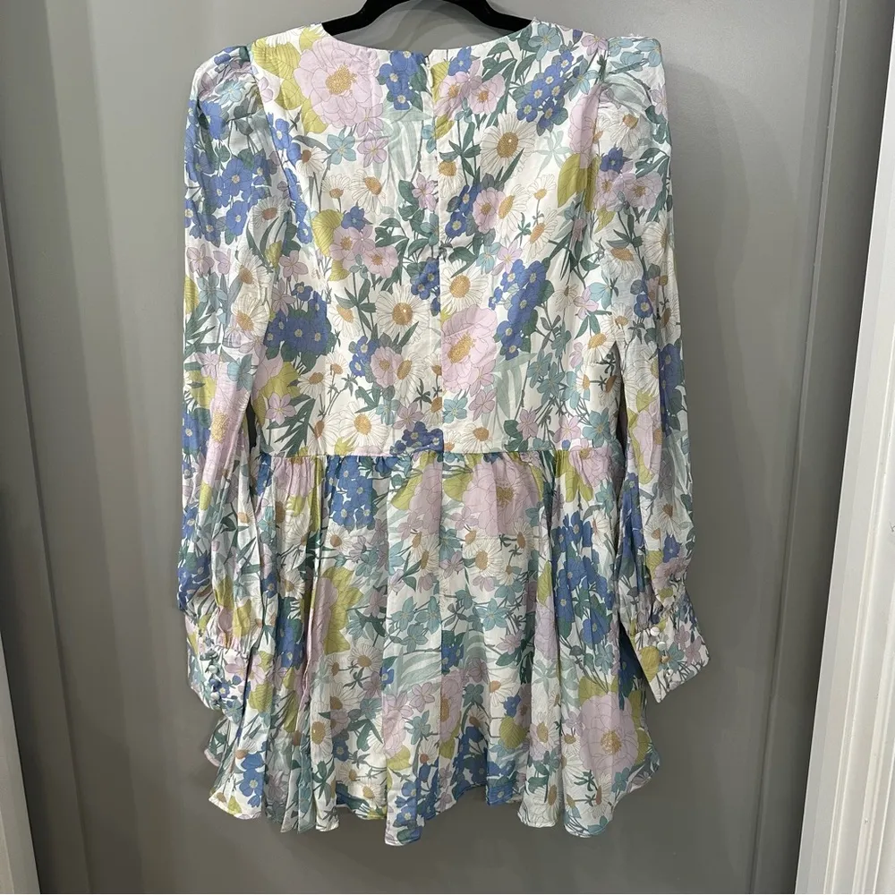 NWT Bardot Dress Zelina Spring Floral Long Sleeve Minidress Size XL / US 10 - Image 3