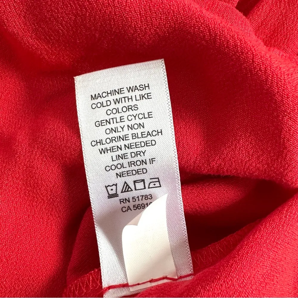 Maurices Peplum Top XL Red Embroidered Trim Floral Flutter Sleeves 100% Rayon - Image 9