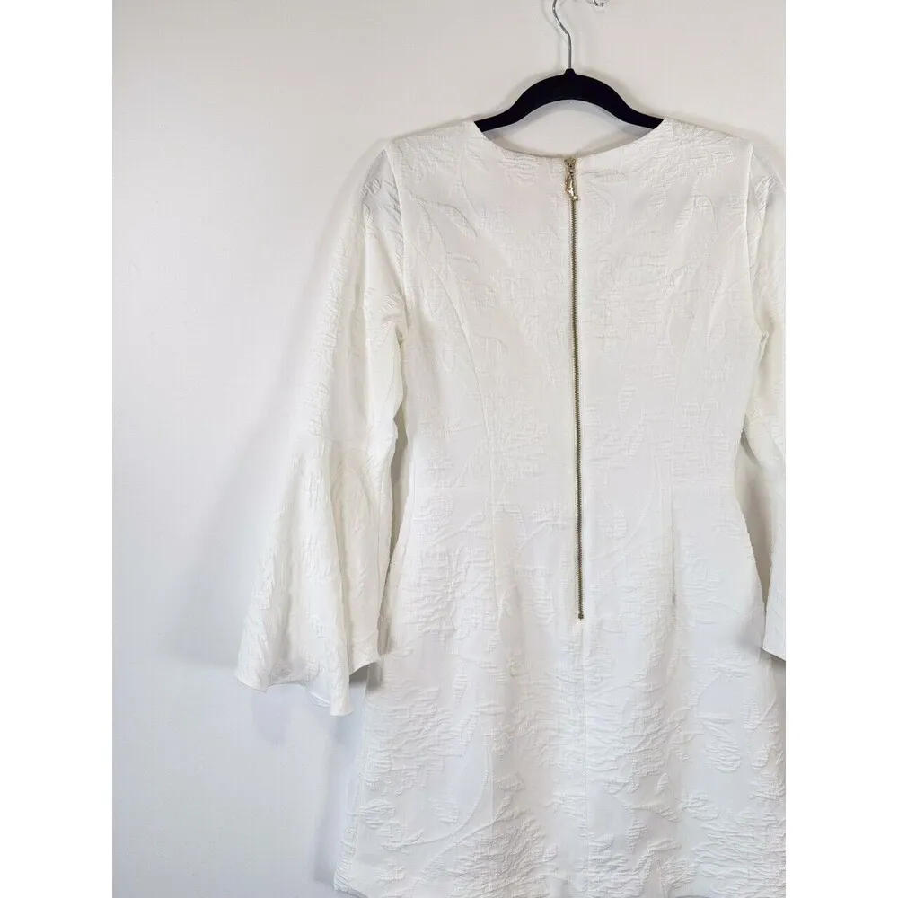 Lilly Pulizter Dress White Kayla Stretch Mini Bell Sleeve Bridal Formal Size 4 - Image 8