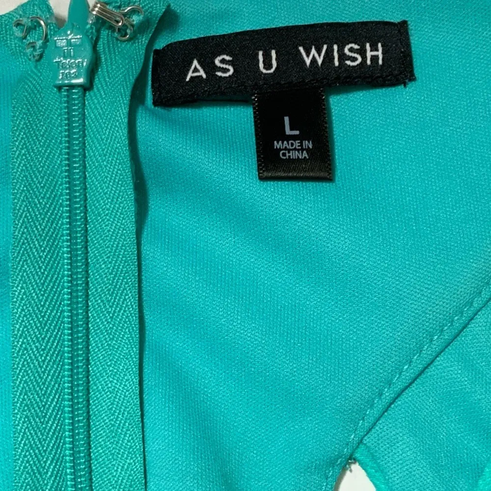 As U Wish Cut Out Skater Dress Mini Flare Stripe Floral White Teal Junior Large - Image 7