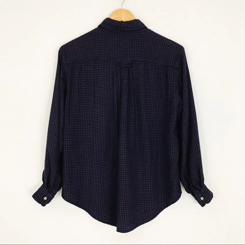 Vintage Lee Plaid Button-Down Top in Navy | Size S - Image 13