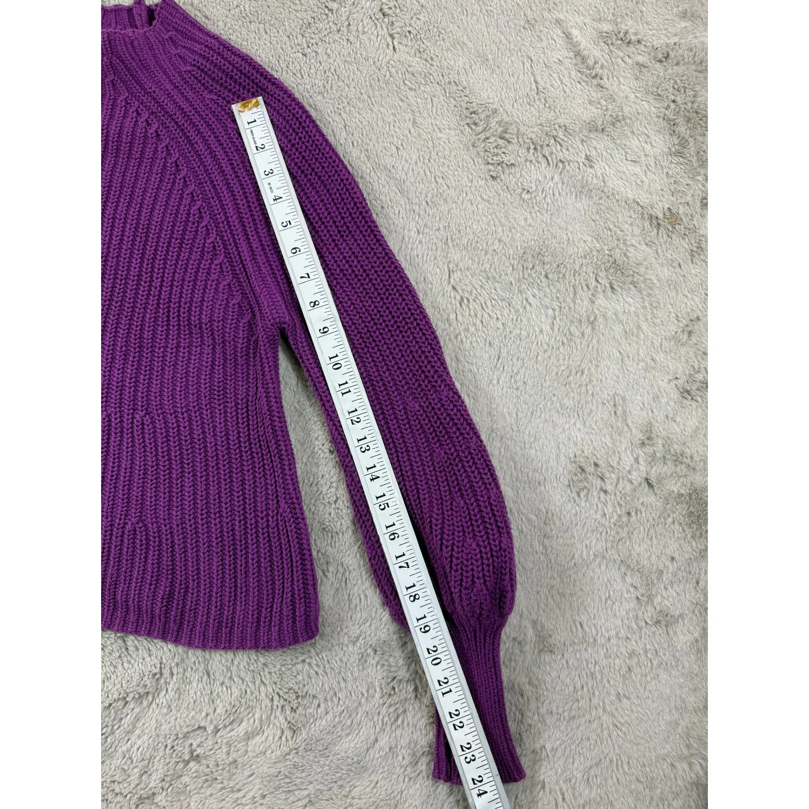 APIECE APART Purple Mock Neck Balloon Sleeve Knit Sweater Cashmere Blend XS $395 - Image 9