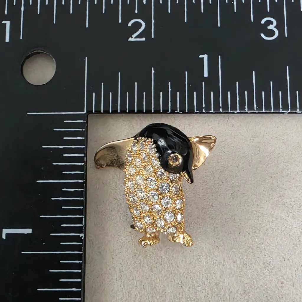 Vintage Tack Pin Gold Pave Penguin - Image 4