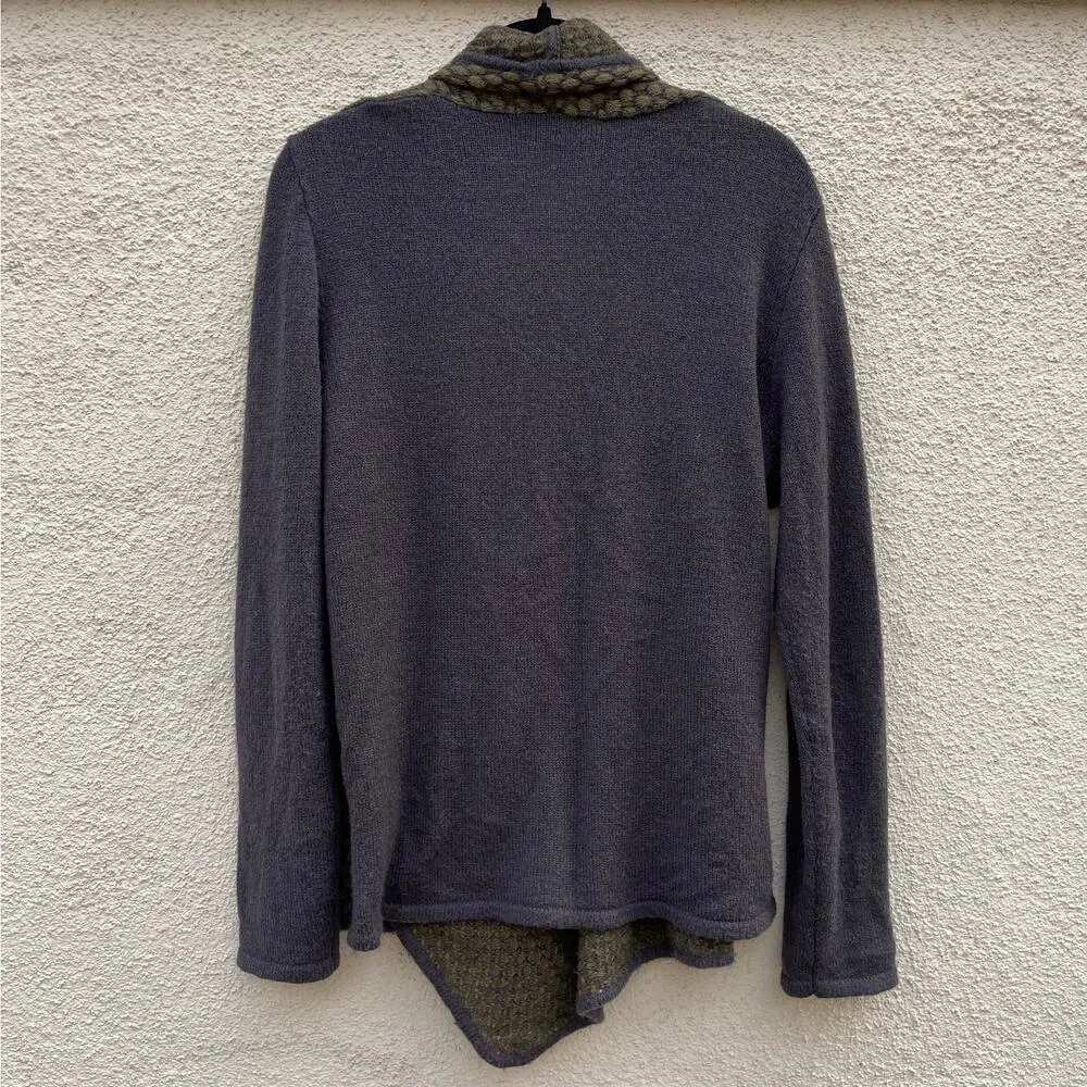 Catherine Malandrino Indigo Knit Wrap Sweater S Green Grey - Image 8