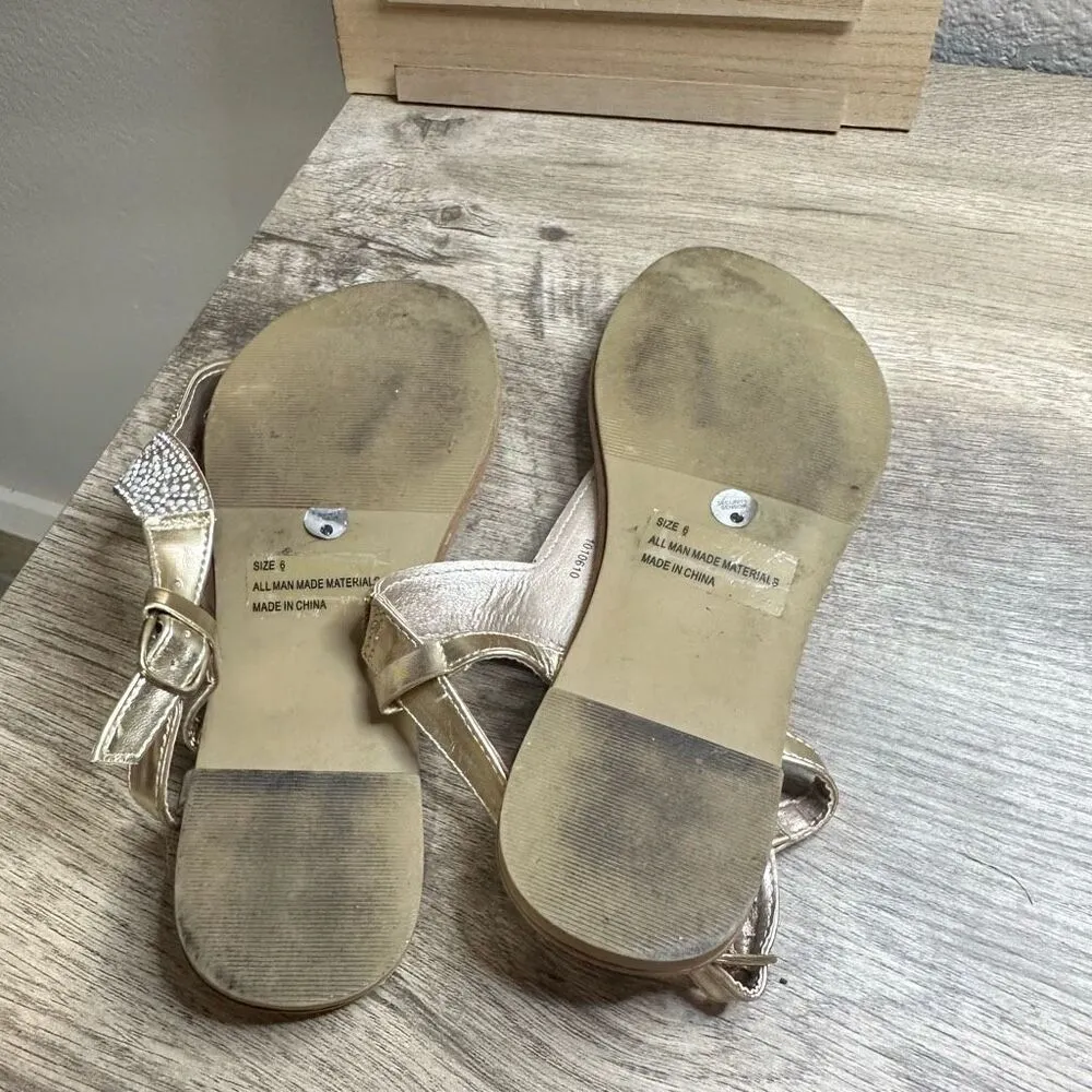 Charlotte Russe Women’s 6 Tan Jeweled Sandals - Image 4