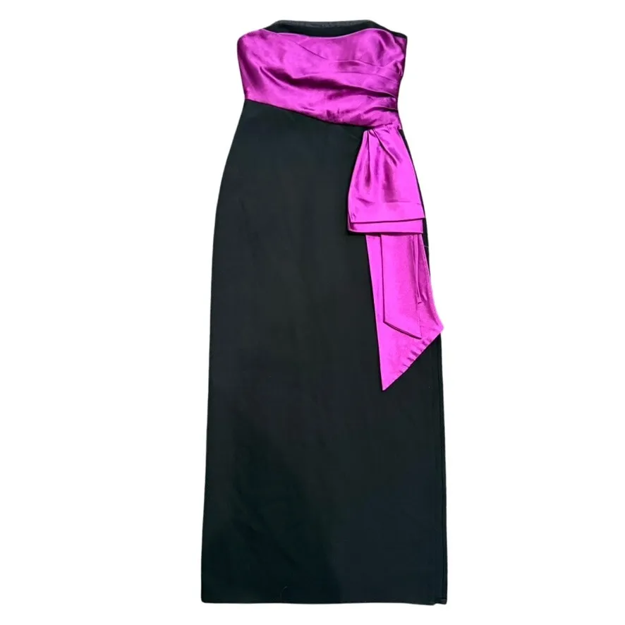 Shoshanna Strapless Amara Gown in Black/Purple, Size US 8 - Image 4