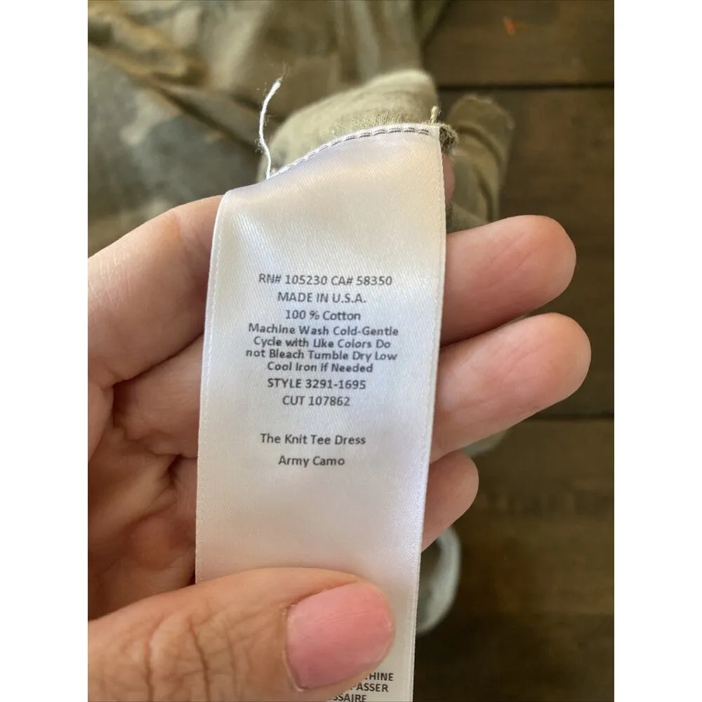 Current Elliot‎ Women's 1 Army Camo Small Knit Tee Dress Distressed Casual - Image 6