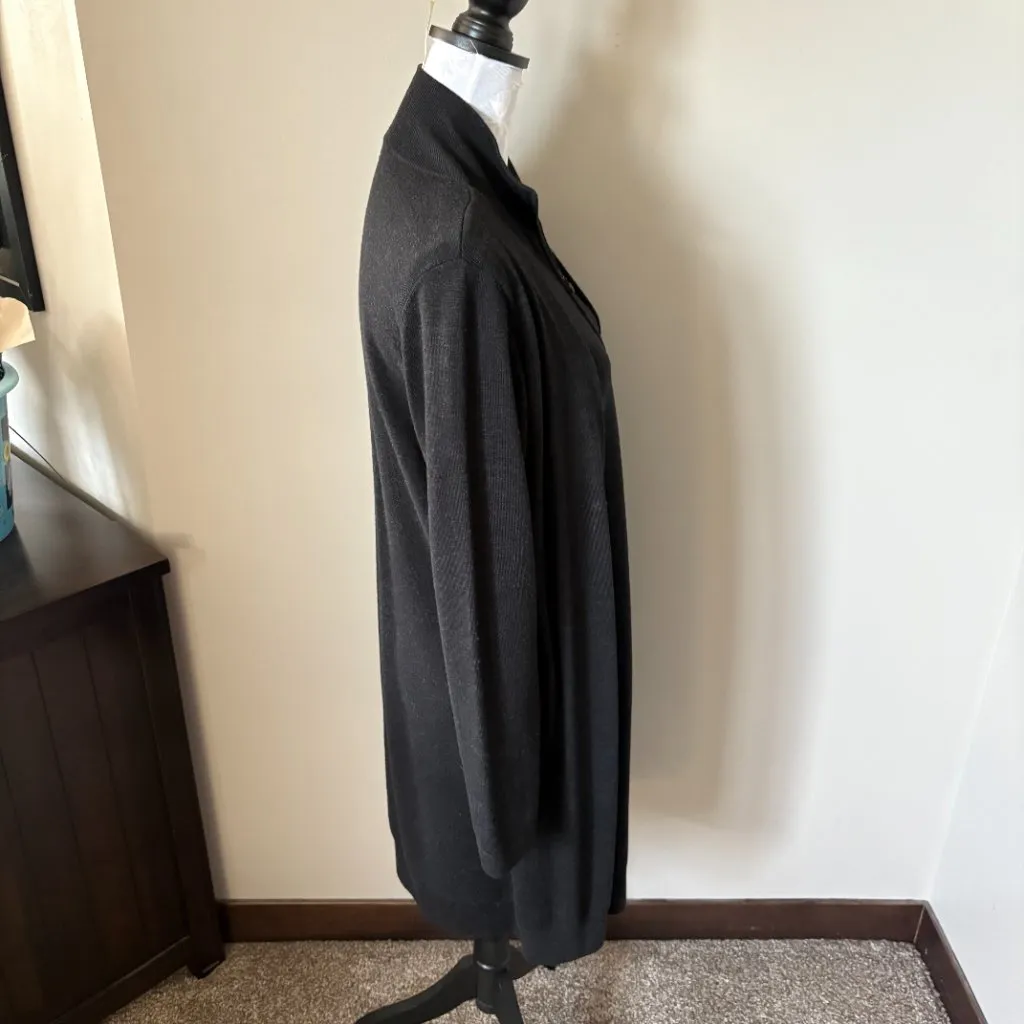 Akris Punto Wool Dress Cape Womens Designer Black Long Sleeve Size 8 - Image 5