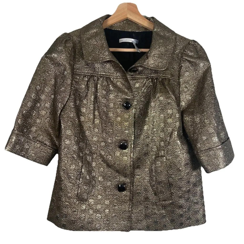 Classiques Entier Women’s Small Metallic Golden Gold Dot Lady Jacket Blazer - Image 1