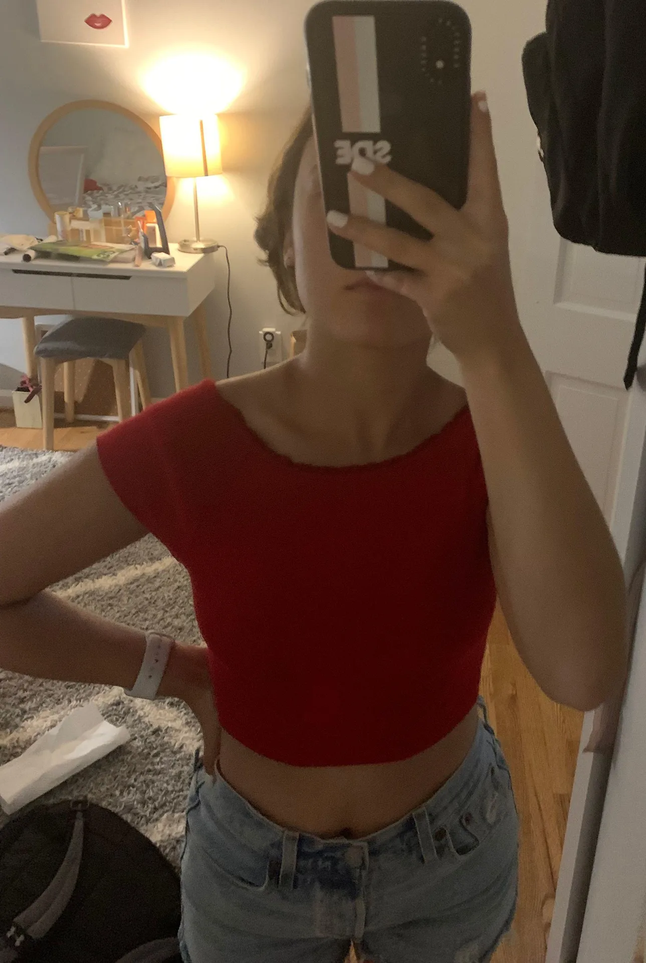 Red Off-The-Shoulder Brandy Melville Top - Image 2