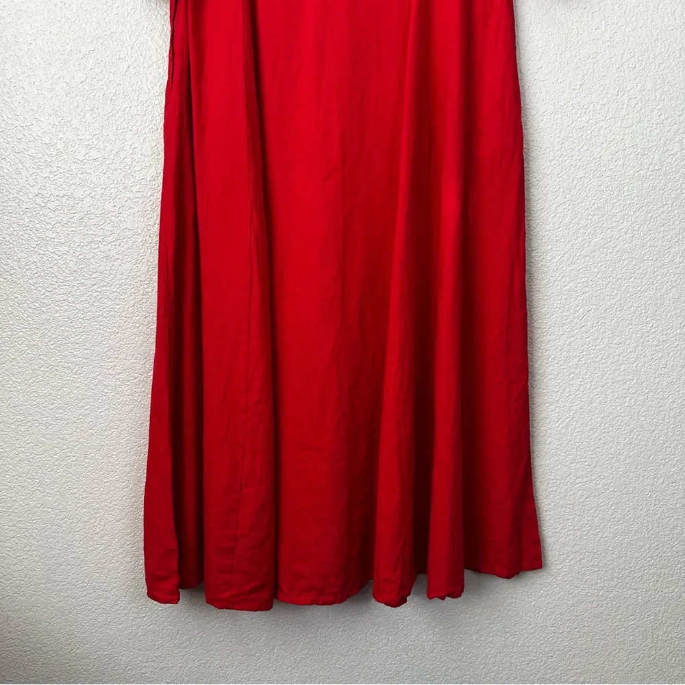 NWT Joie Linen Blend Red Button Down 3/4 Sleeves Maxi Dress, Size XL - Image 8