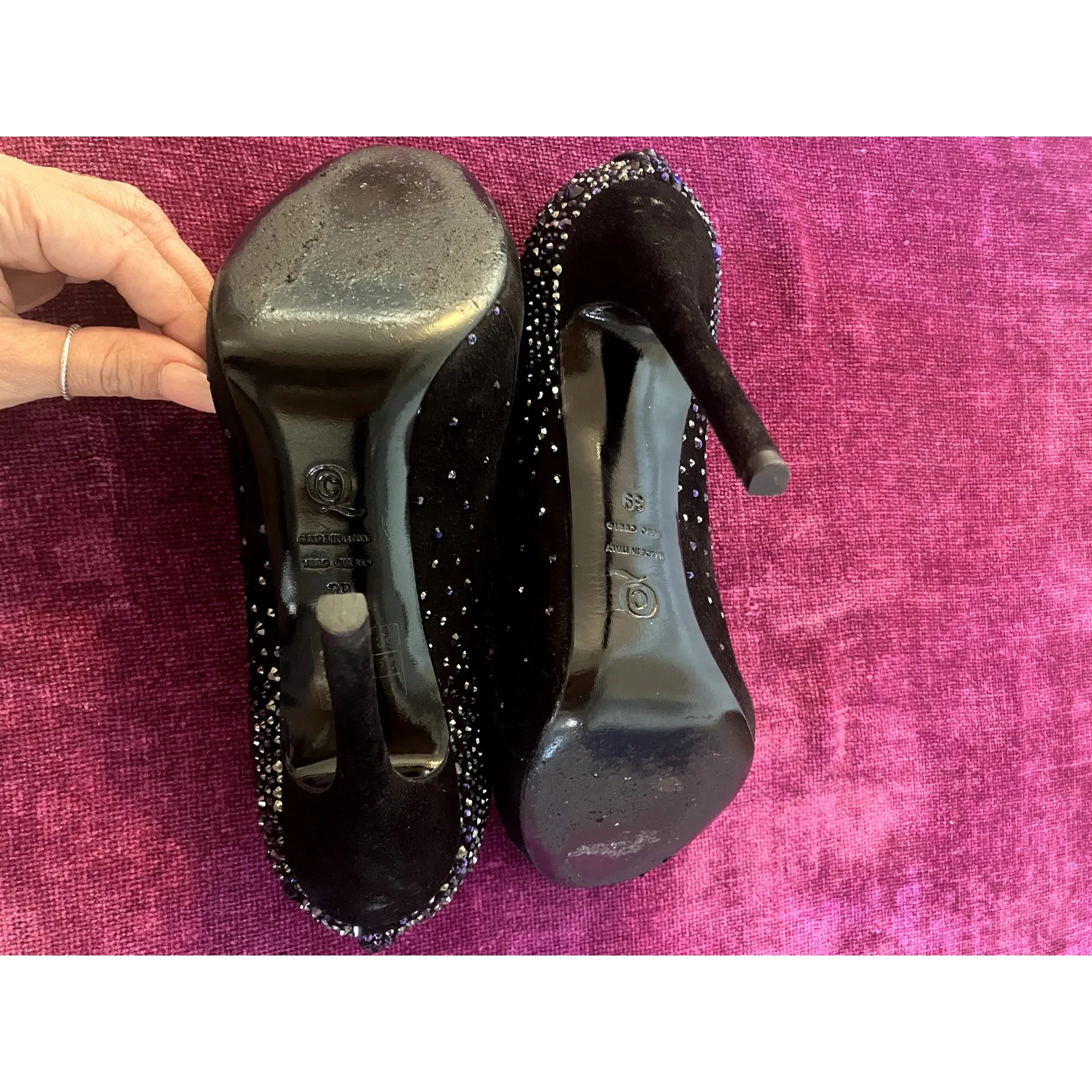 ALEXANDER McQUEEN Swarovski Crystal Encrusted Stiletto Pump Size 39 9 Heels Shoe - Image 8