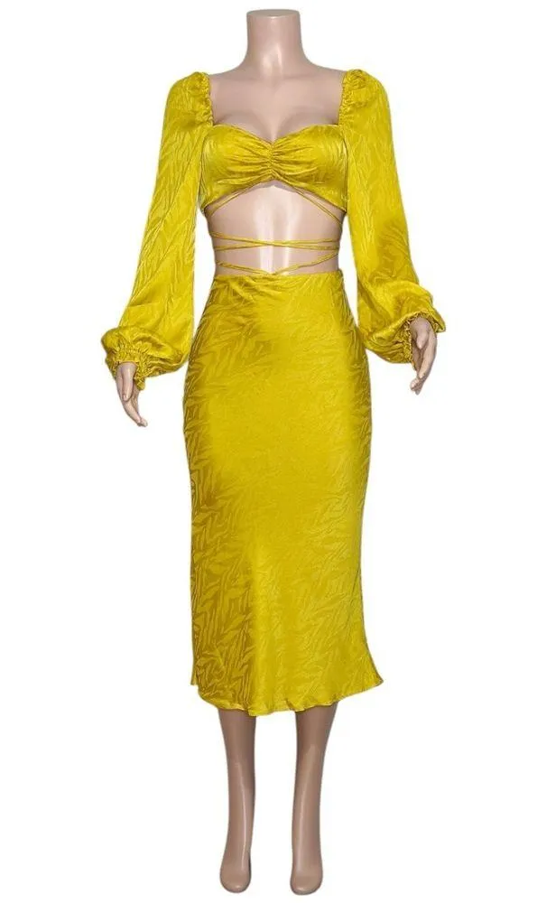 NEW HOUSE OF HARLOW 1960 Set Courteline Top & Skirt, Gold, XS Gold - Image 6