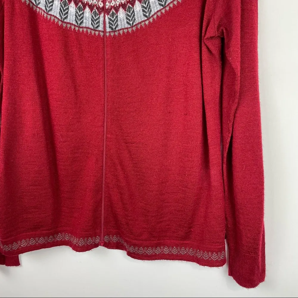 Woolrich Women's XL Acrylic Merino Wool Full Zip Fair Isle Lightweight Sweater - Image 4