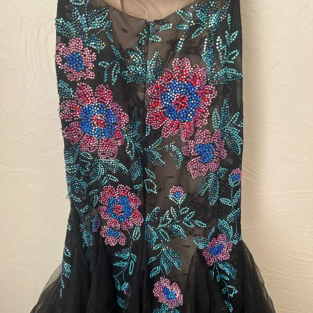 NWT Vienna black rhinestone floral mermaid prom dress size 2 - Image 47