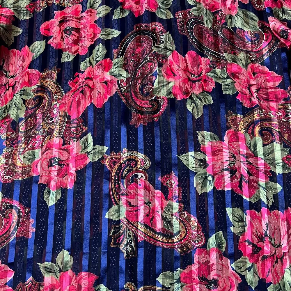 Vintage Victoria's Secret Gold Label Satin Stripes Pajamas Top Floral Semi-Sheer - Image 6