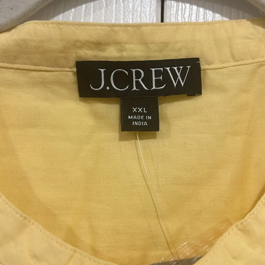 J. Crew Pintuck Lace-trim Top in Cotton Voile Pale Banana Yellow Size XXL - Image 7