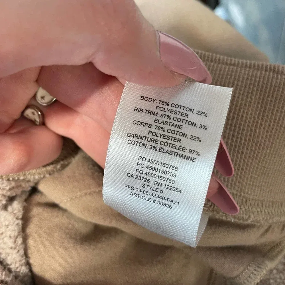 Aritzia Tna Cozy Fleece Boyfriend Cuffed Sweatpants Joggers Tan Taupe Size 2XS‎ - Image 9