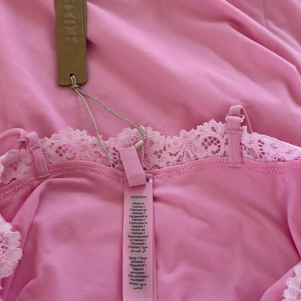 Skims Fits Everybody Lace Long Slip Dress in Bubblegum Tonal, Size X-Small - Image 9