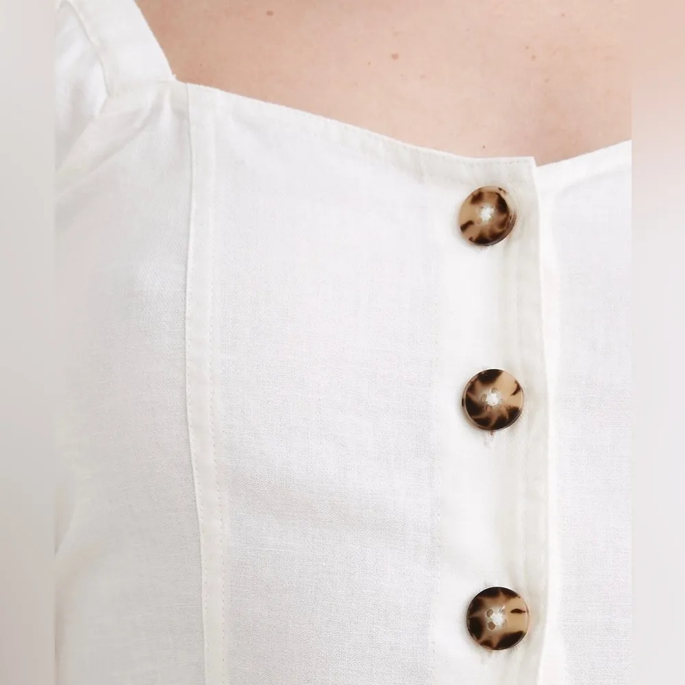 Linen-Cotton Puff-Sleeve Mini Dress - Image 4