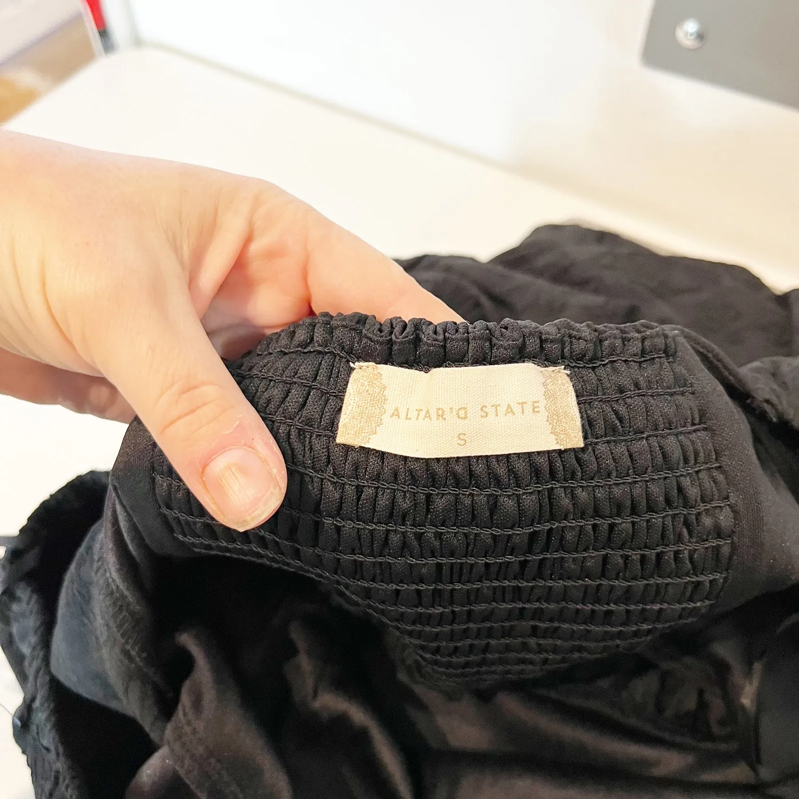 Altar'd State Babydoll Floral Square Neck Long Sleeve Bubble Hem Top Black Small - Image 2