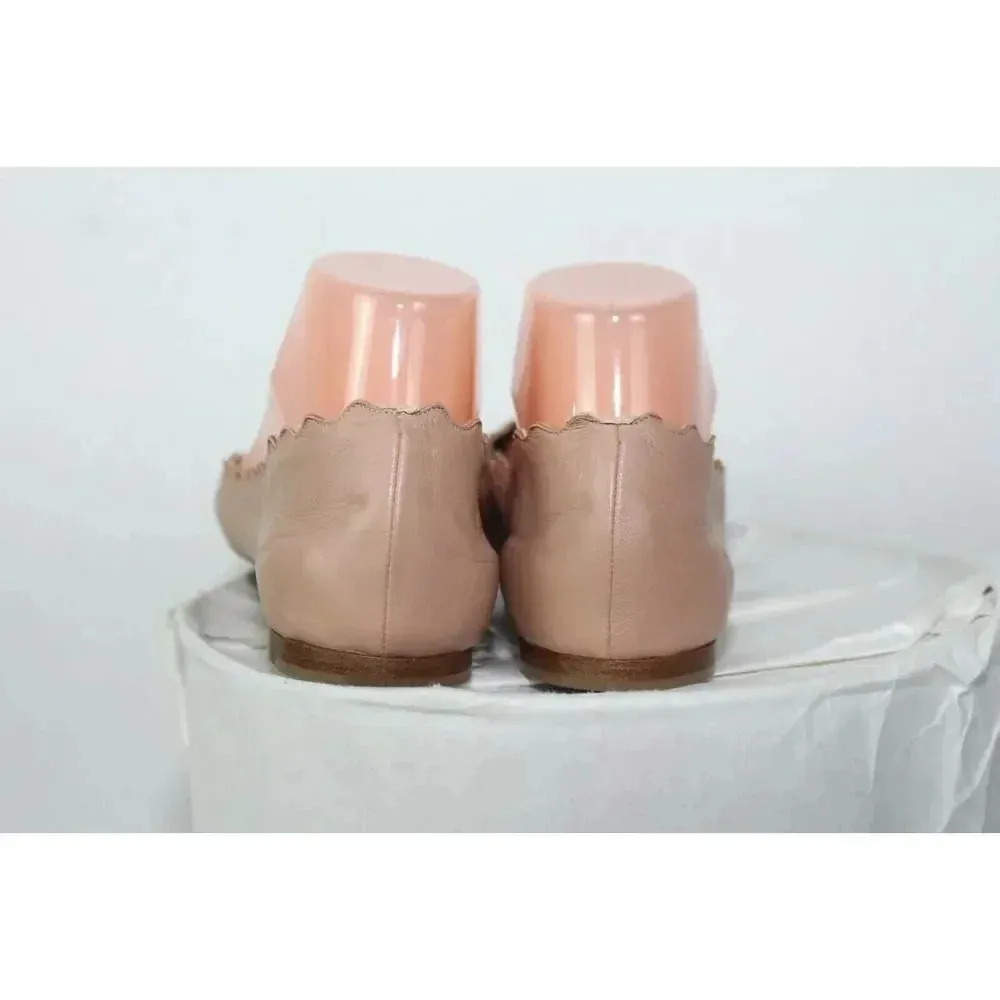 Chloe Lauren Gold Metallic Scalloped Made Italy Sz US 39.5 Sz 8.5Flats Shoes - Image 4