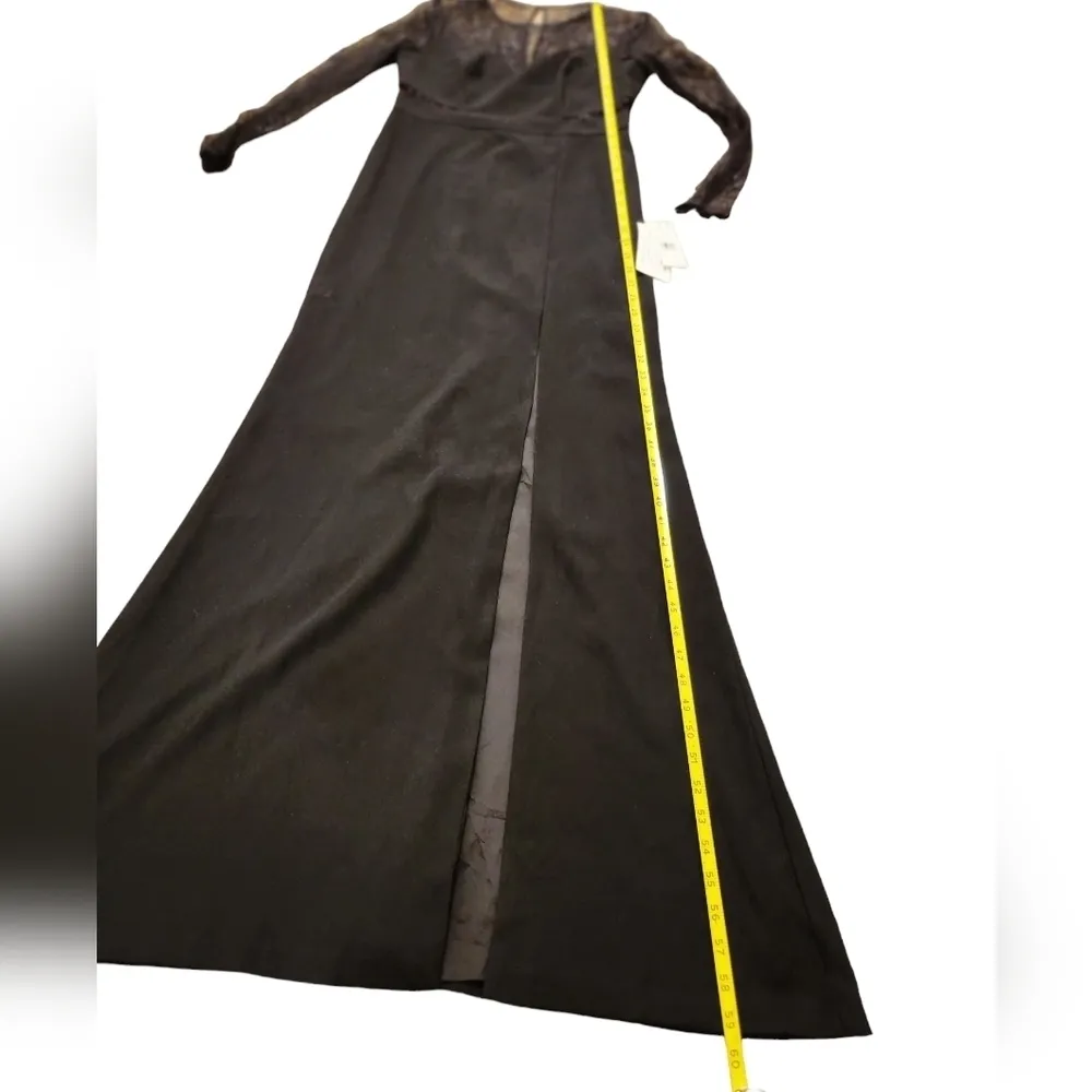 Aidan Mattox Maxi Long Sleeves Lace Bodice Evening Dress w/Slit Size 4 Black NWT - Image 16