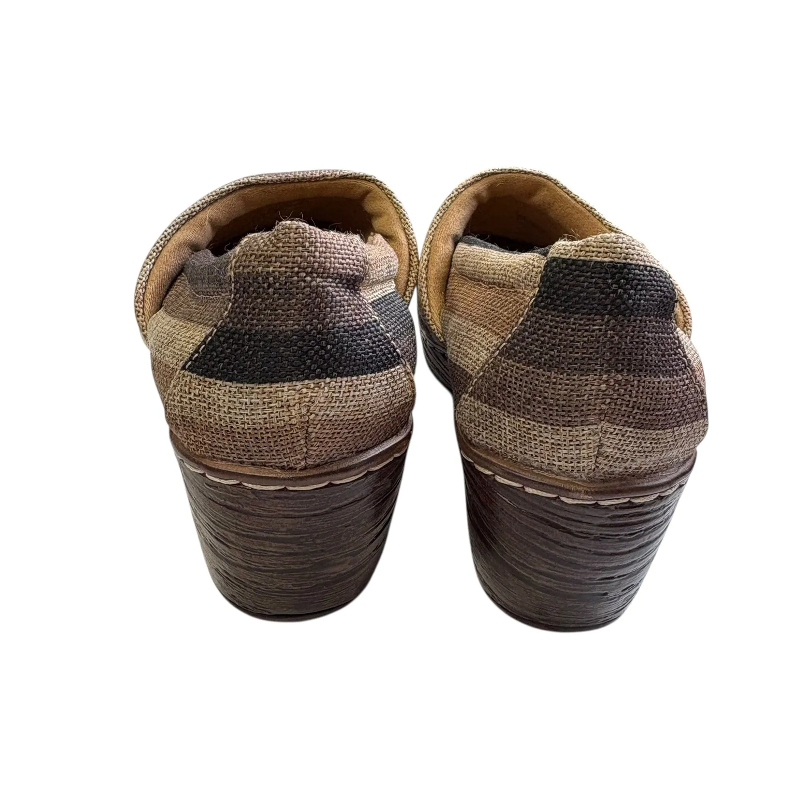 B.O.C. Women's Nadiyya Striped Clogs‎ Comfort Slip On Wood Heel Boho Size 7.5 Brown - Image 3