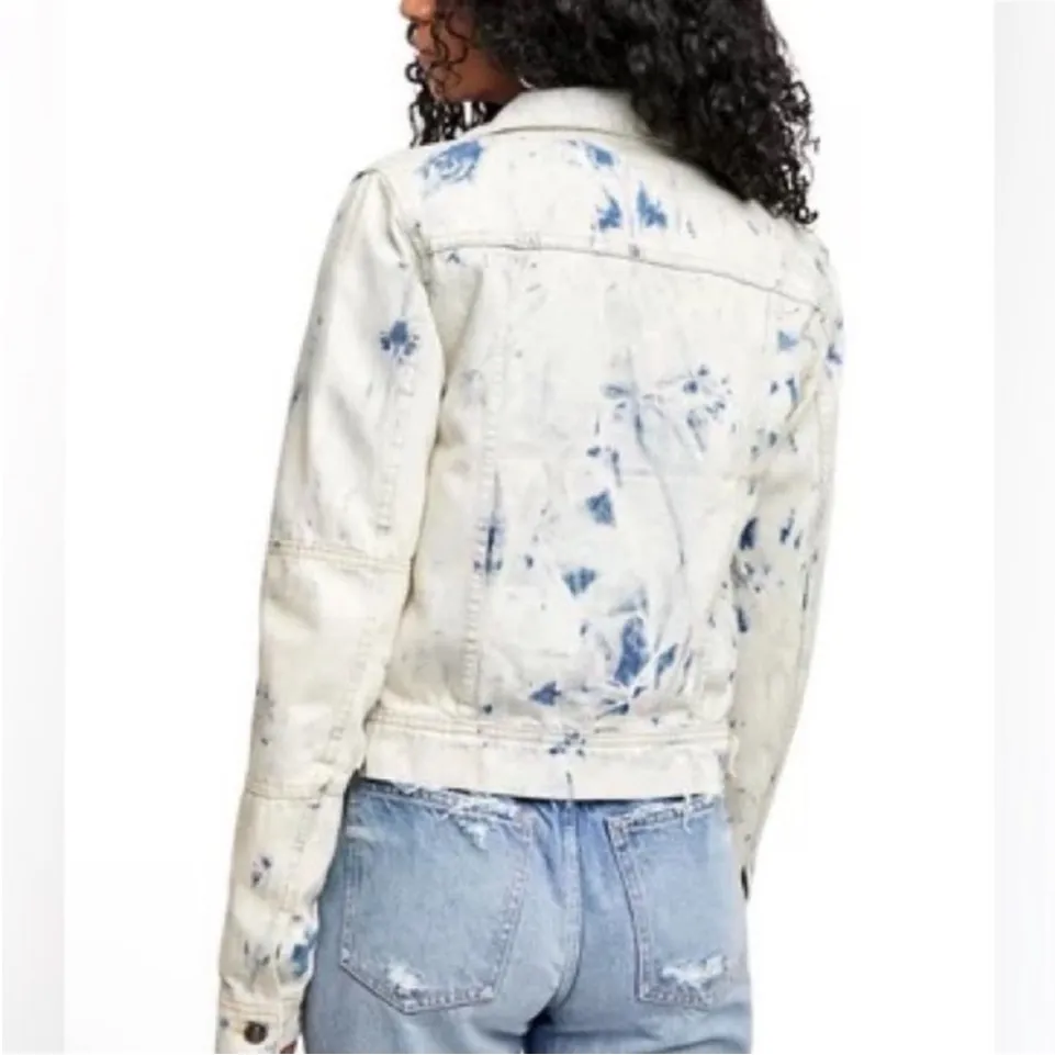 FREE People Rumors Denim Jacket in Jones Tie Dye Blue‎ Size Small EEUC 0436 - Image 3