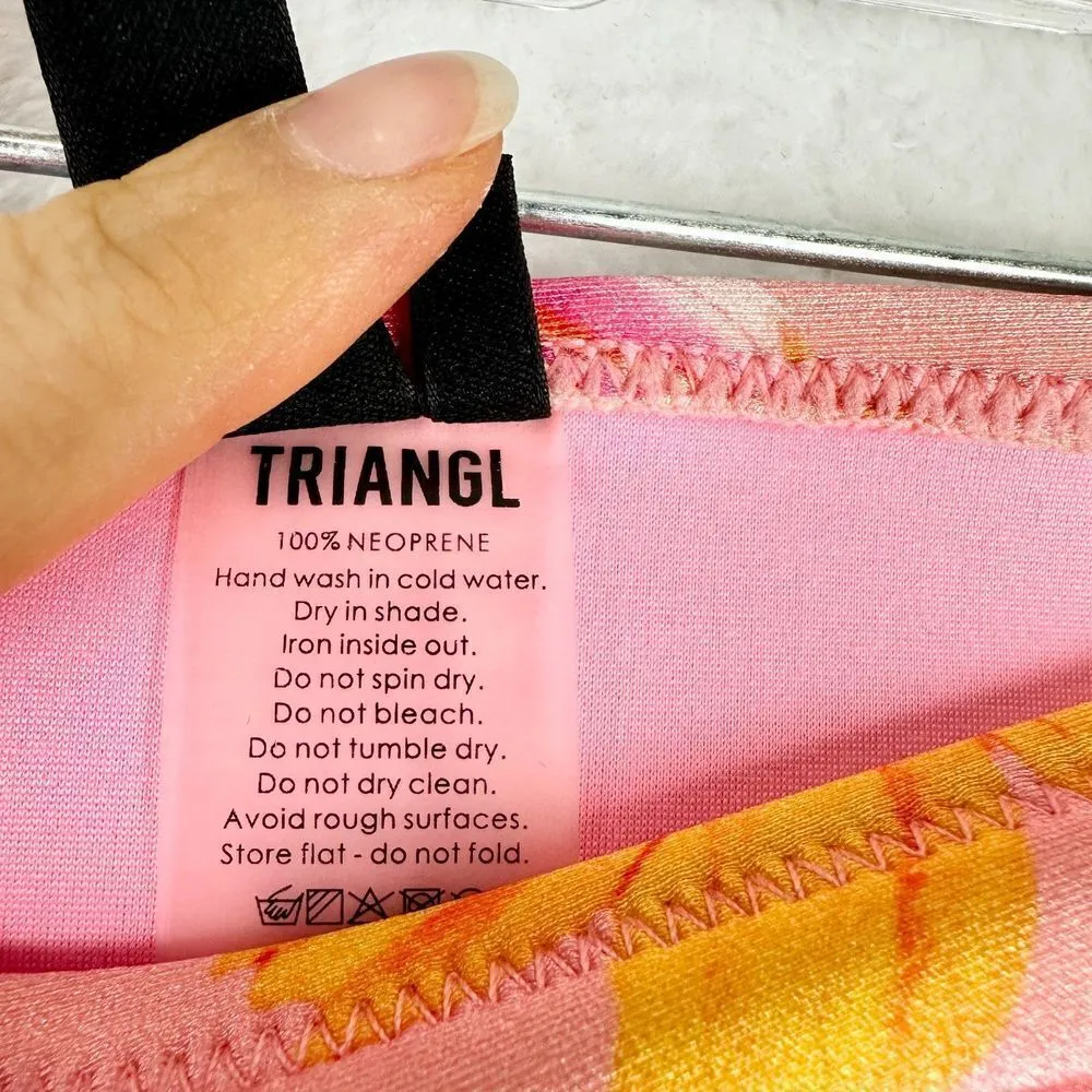 Triangl Delilah Flore Rosa Bikini Bottom Size XS Neoprene Blush Pink Floral - Image 5