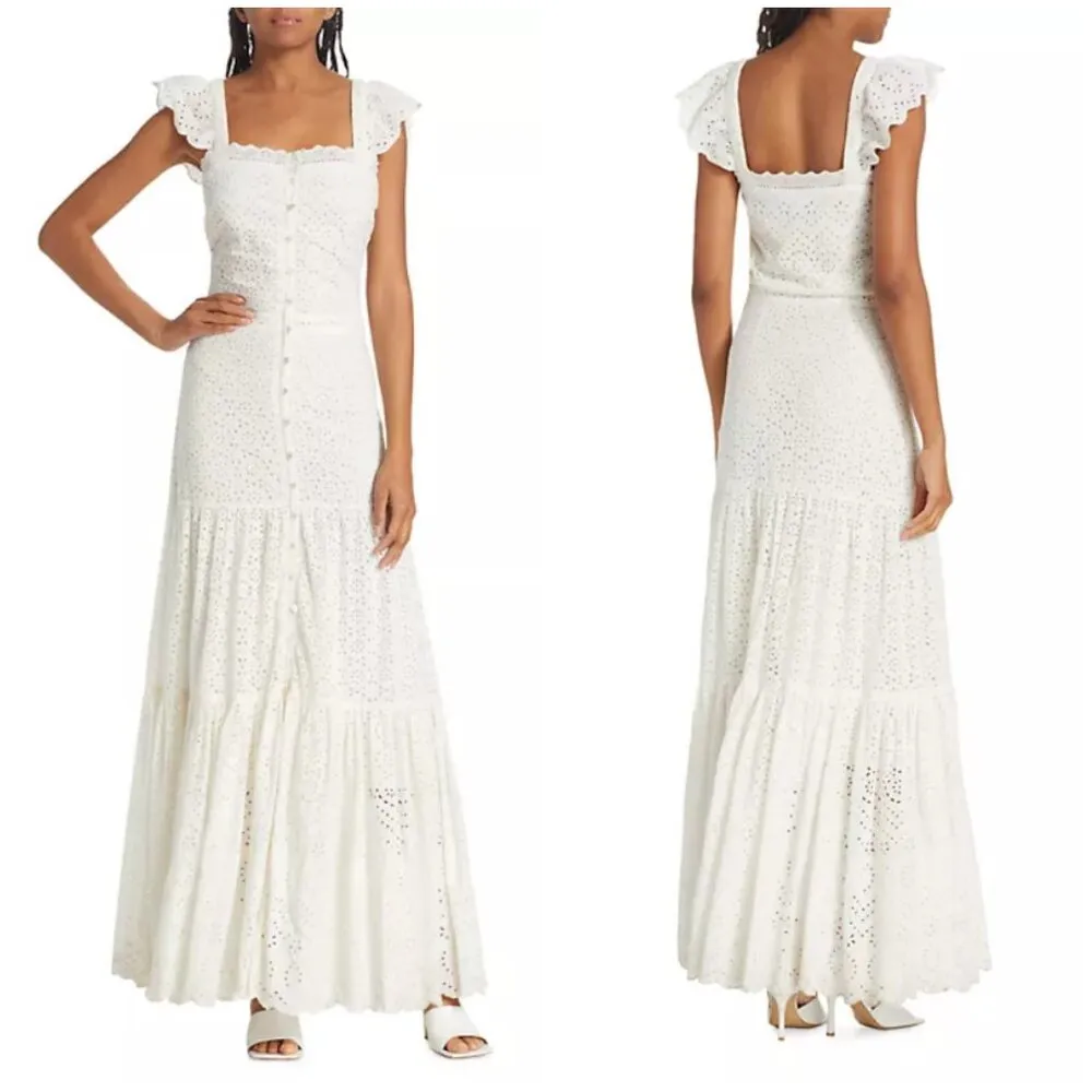 💕VERONICA BEARD💕 Aislin Broderie Anglaise Eyelet Cotton Maxi Dress White 6 NWT - Image 9