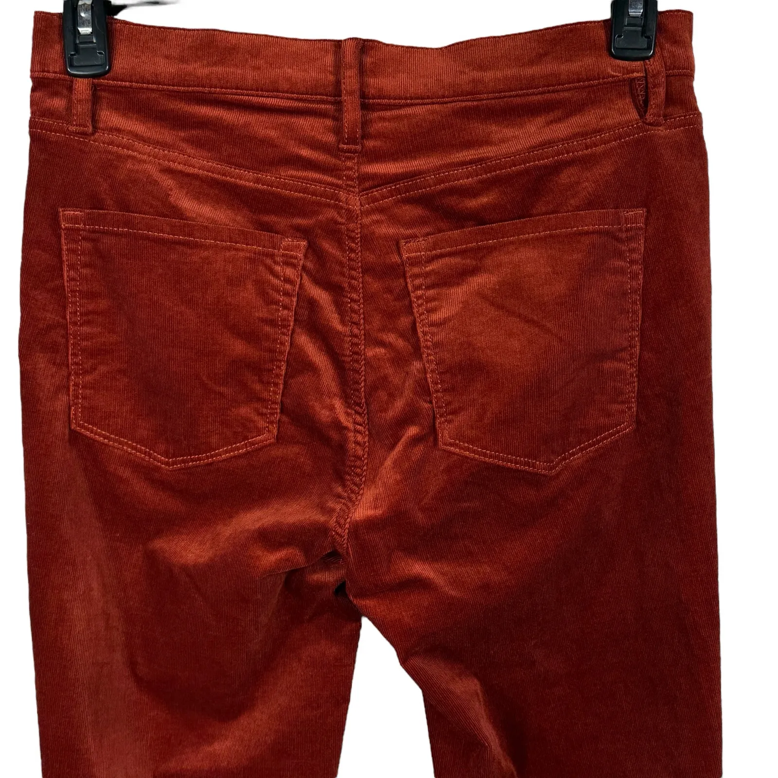 Loft Outlet SZ 6 Hi-Rise Skinny Corduroy Pants Stretch Button-Fly Pockets Rust - Image 4