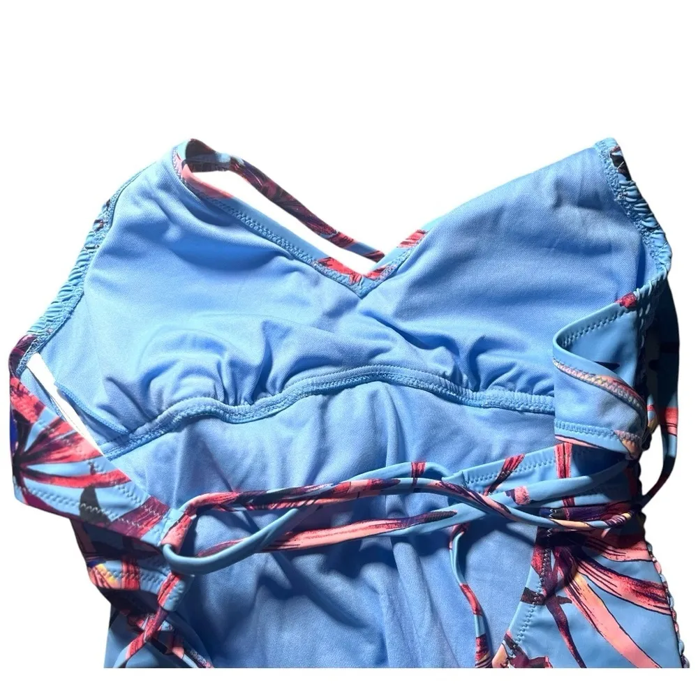Jessica Simpson Bathing Suit Women’s Size Large One Piece Blue Pink‎ Swimsuit - Image 7