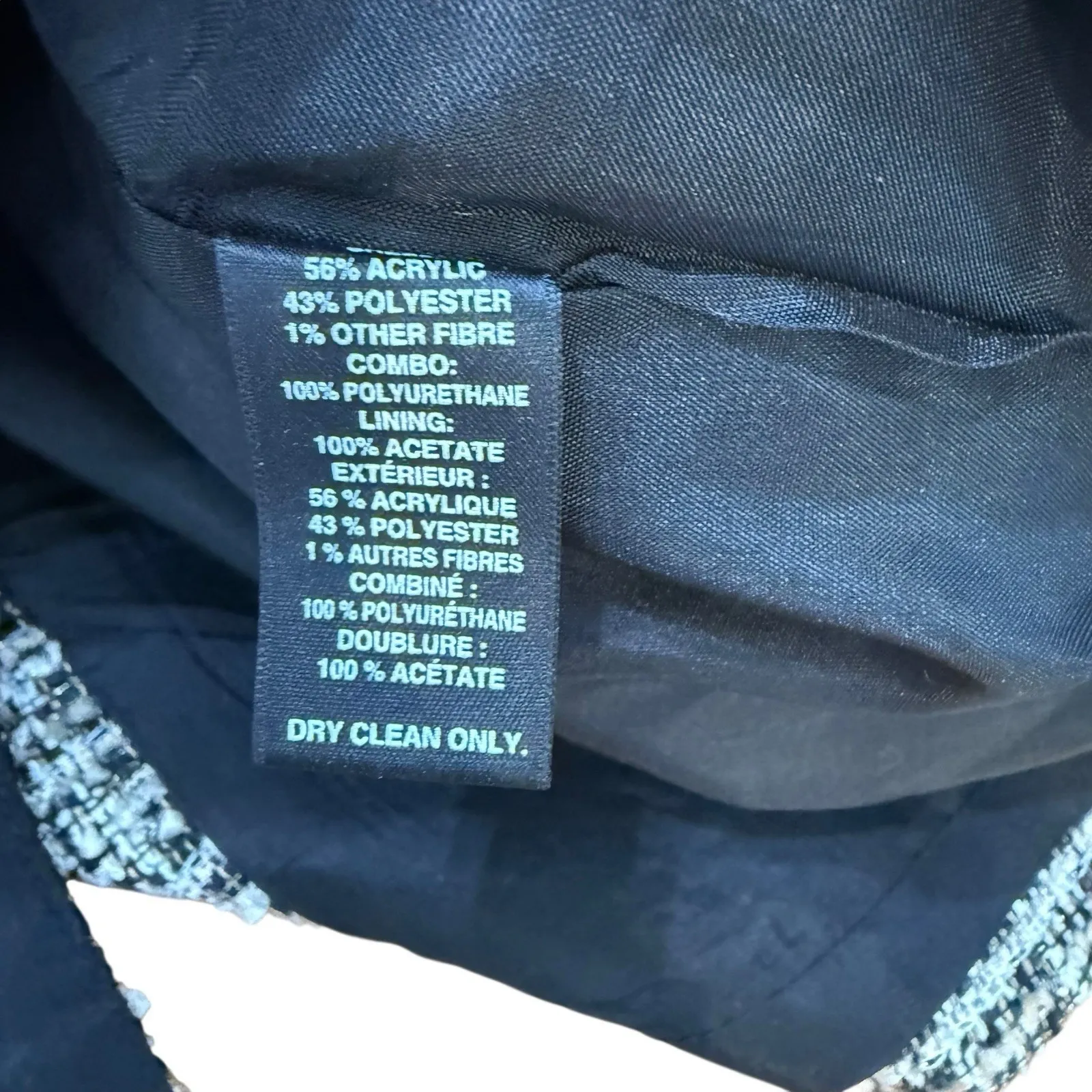 Black Saks Fifth Avenue Womens Dress Vegan Leather Black White Beige Tweed Sz 10 - Image 11