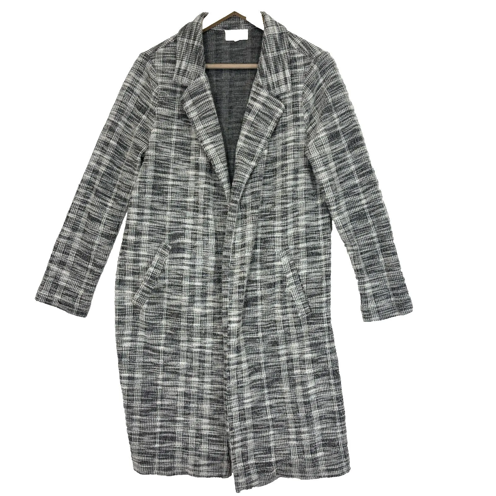 Melloday Blazer Women Sz S Plaid Tweed Open Front Notch Lapel Preppy Academia - Image 4