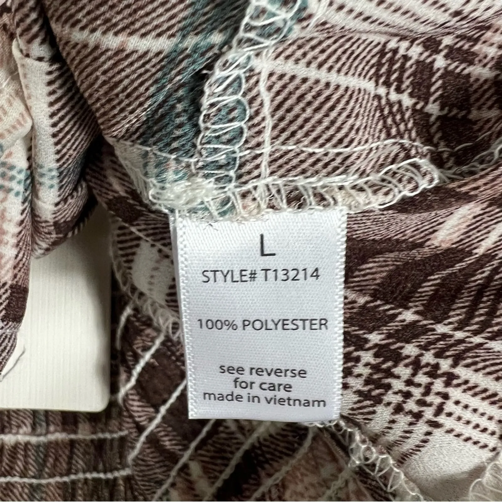 NWT Active USA Crop Top Womens L Brown Plaid Puff Sleeve Smocked Cottagecore Y2K - Image 5